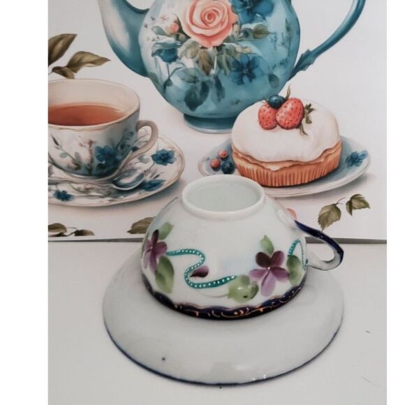 Japanese Moriage Style teacup and Saucer ~Vintage~Hand-Painted - Picture 2 of 6